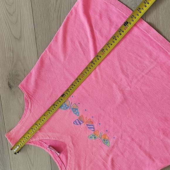 Y2K Vintage 90s Fresh Produce Bright Pink Butterfly Tank Unisex Medium - Picture 9 of 13